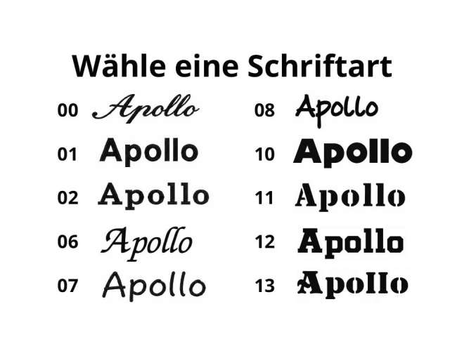 Schriftarten für personalisierte Bestickung
