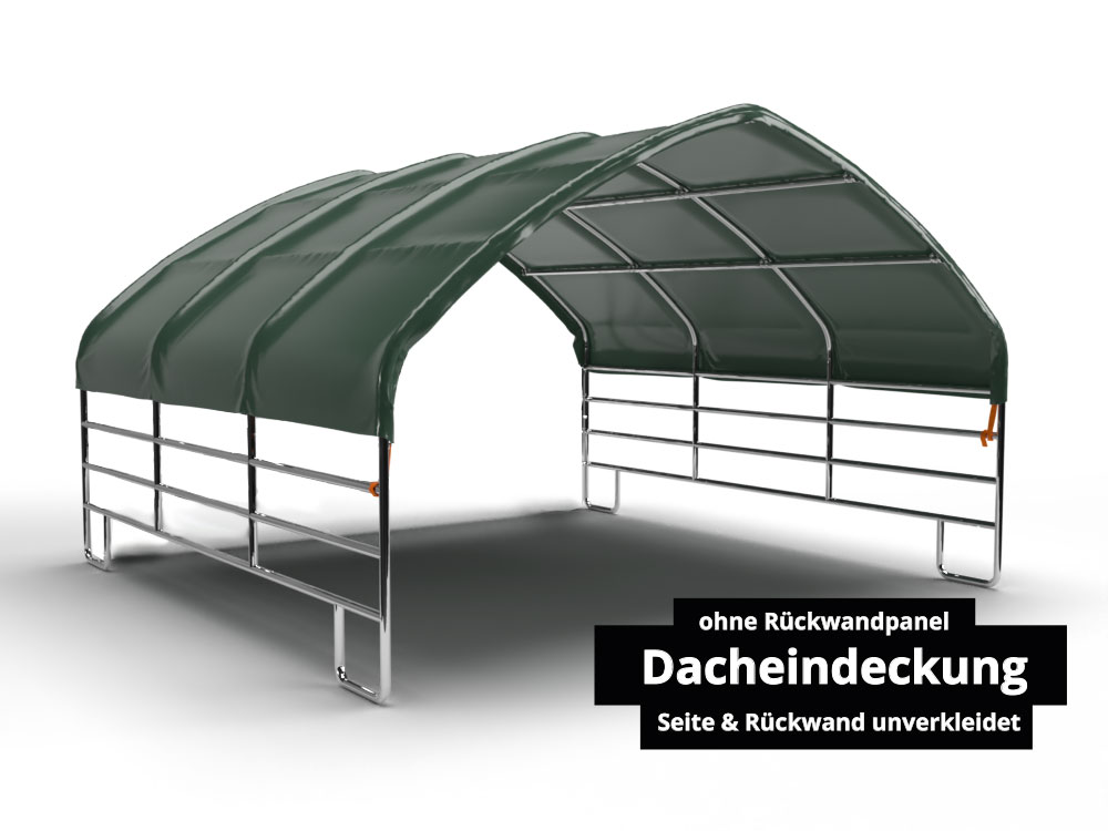 with roof covering without rear wall panel