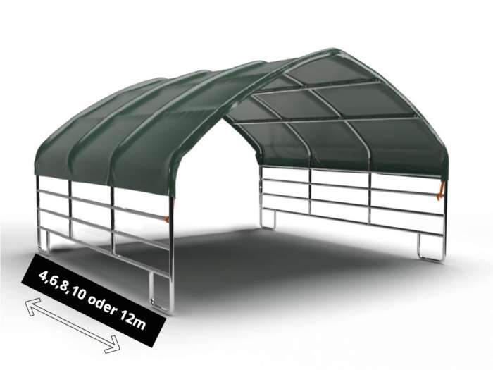Pasture tent with roof covering (sides uncovered) without rear wall panel