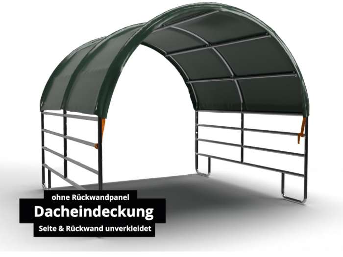 Pasture tent with roof covering (sides uncovered) without rear wall panel