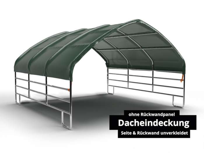 Pasture tent with roof covering (sides uncovered) without rear wall panel
